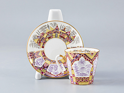 Чашка с блюдцем кофейная 80 мл., форма Черный кофе. Рисунок  Дворцы  арт. 81.15330.00.1