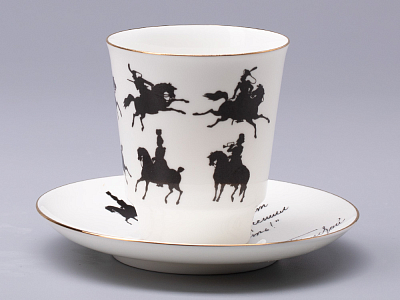 Чашка с блюдцем 165 мл форма Майская рисунок Русские писатели Толстой, арт. 81.31159.00.1