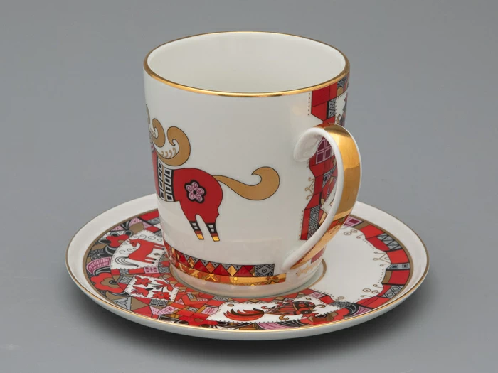 Чашка с блюдцем чайная 300 мл форма Колокол рисунок Красный конь арт.81.34079.00.1, 