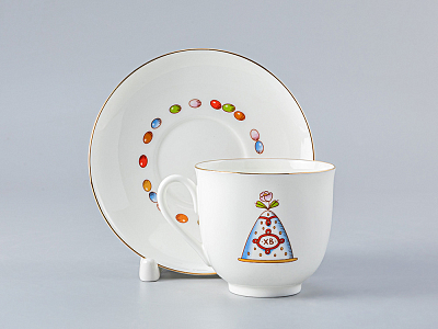 Чашка с блюдцем кофейная 180 мл.,  форма Ландыш, рисунок Пасха и Кулич арт. 81.23095.00.1