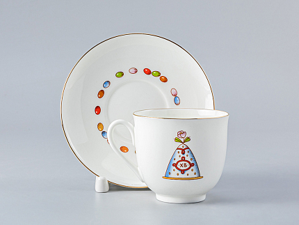 Чашка с блюдцем кофейная 180 мл.,  форма Ландыш, рисунок Пасха и Кулич арт. 81.23095.00.1