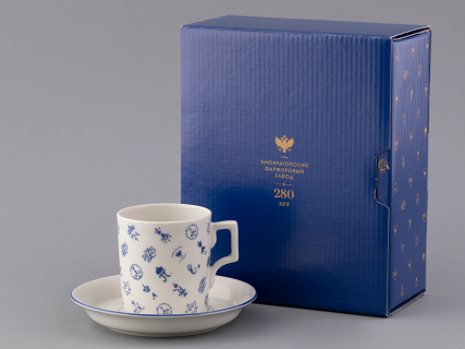 Подарочный набор Чашка с блюдцем чайная, форма Гербовая, рисунок Лого 1, арт 81.32931.00.1, 