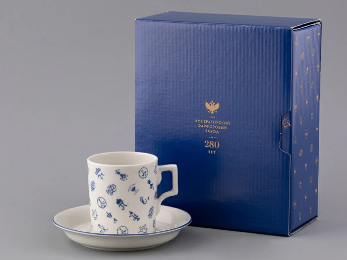 Подарочный набор Чашка с блюдцем чайная, форма Гербовая, рисунок Лого 1, арт 81.32931.00.1, 