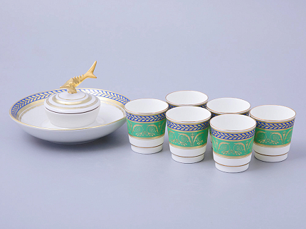 Подарочный набор стопки и икорница рис. Золотой арт. 81.30556.00.1