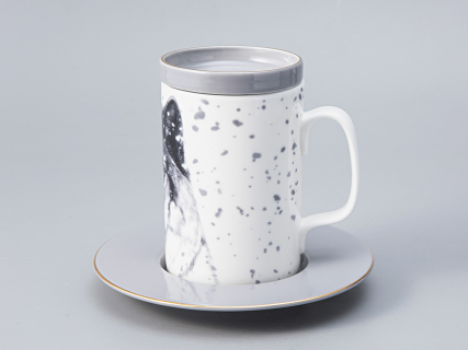 Бокал с блюдцем Тотем в подарочной упаковке, рисунок Волк, арт. 81.28374.00.1, 