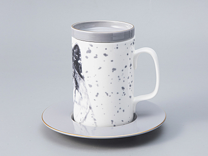 Бокал с блюдцем Тотем в подарочной упаковке, рисунок Волк, арт. 81.28374.00.1