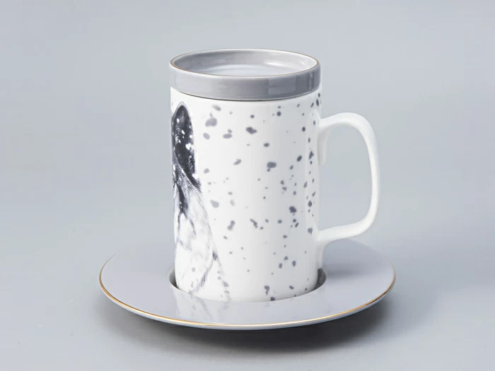 Бокал с блюдцем Тотем в подарочной упаковке, рисунок Волк, арт. 81.28374.00.1, 