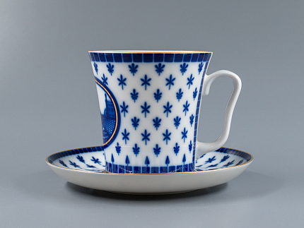 Бокал с блюдцем, форма Ленинградский, рисунок Верхне-Лебяжий мост, арт 81.27423.00.1