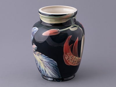 Ваза форма Китайская малого размера рисунок Ирисы Лилия темный, арт. 80.47141.00.1