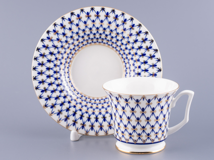 Чашка с блюдцем кофейная 145 мл форма Юлия рисунок Кобальтовая сетка арт. 81.20119.00.1, 
