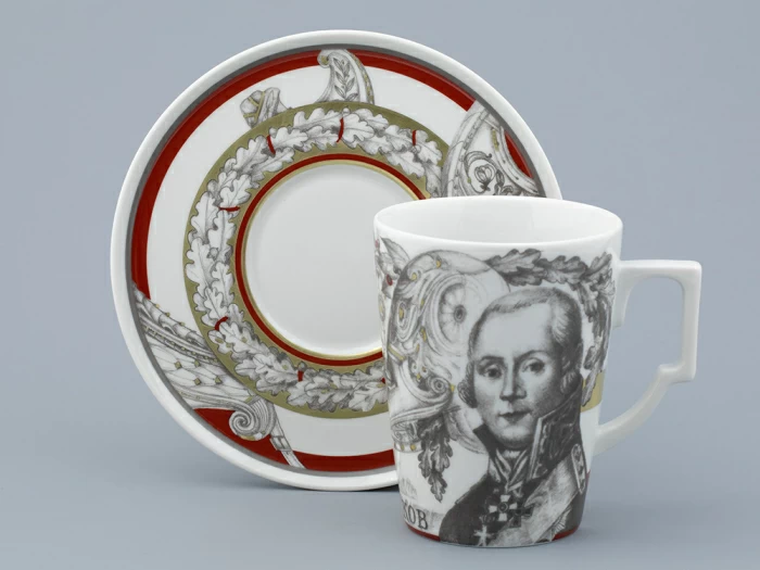 Бокал с блюдцем в подарочной упаковке, форма Гранд, рисунок Полководцы России Федор Ушаков, арт. 81.32433.00.1, 