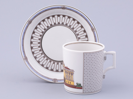 Чашка с блюдцем чайная, форма Гербовая, рисунок Серебряный город 1, арт. 81.32584.00.1, 