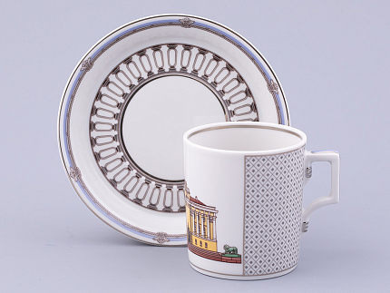 Чашка с блюдцем чайная, форма Гербовая, рисунок Серебряный город 1, арт. 81.32584.00.1