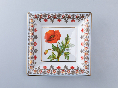 Подставка для мелочей в подарочной упаковке, форма Квадратная, рисунок Мак Восточный, арт 81.34216.00.1