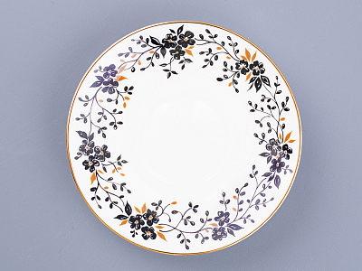 Чашка с блюдцем кофейная 80 мл., форма  Черный кофе, рисунок  Тонкие веточки  арт. 81.13635.00.1