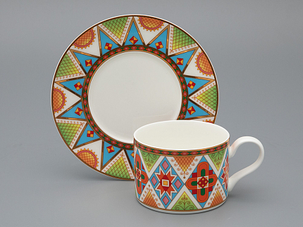 Чашка с блюдцем 250 мл форма Премиум, рисунок Петушки-гребешки, арт 81.33559.00.1