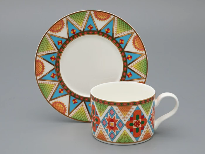 Чашка с блюдцем 250 мл форма Премиум, рисунок Петушки-гребешки, арт 81.33559.00.1, 