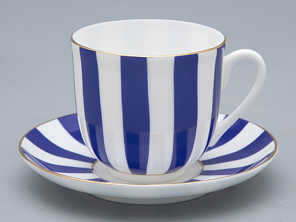 Чашка с блюдцем кофейная 180 мл.,  форма Ландыш рисунок Да и нет (кобальт) арт. 81.16086.00.1