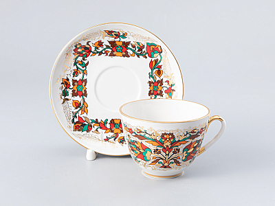 Чашка с блюдцем чайная 250 мл форма Весенняя рисунок Красный петух арт. 81.15418.00.1