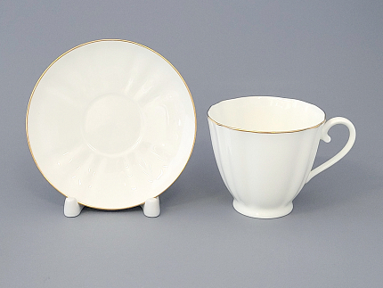 Чашка с блюдцем чайная 200 мл форма Гвоздика рисунок Золотой кантик арт. 81.13929.00.1