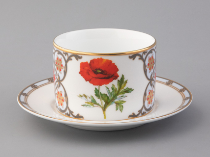 Чашка с блюдцем 250 мл в подарочной упаковке форма Соло, рисунок, Мак восточный, арт.81.32655.00.1, 