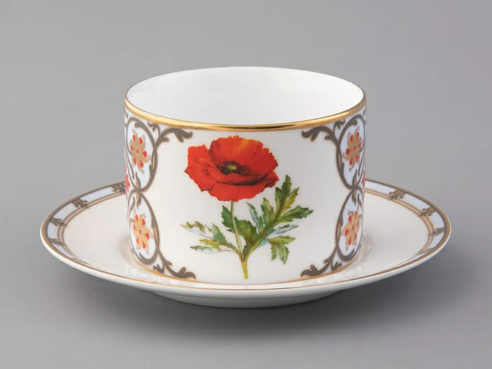 Чашка с блюдцем 250 мл в подарочной упаковке форма Соло, рисунок, Мак восточный, арт.81.32655.00.1, 