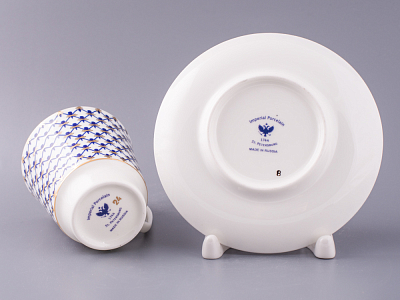 Чашка с блюдцем кофейная 165 мл.,  форма Майская,  рисунок Кобальтовая сетка арт. 81.14574.00.1