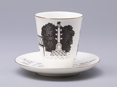 Чашка с блюдцем 165 мл форма Майская рисунок Русские писатели Пушкин, арт. 81.31157.00.1