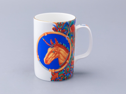 Бокал с блюдцем и крышкой 400мл в подарочной упаковке, форма Топ, рисунок Единорог, арт. 81.34424.00.1, 