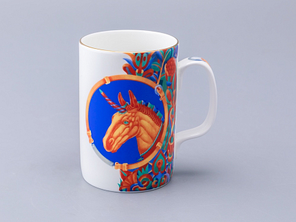 Бокал с блюдцем и крышкой 400мл в подарочной упаковке, форма Топ, рисунок Единорог, арт. 81.34424.00.1