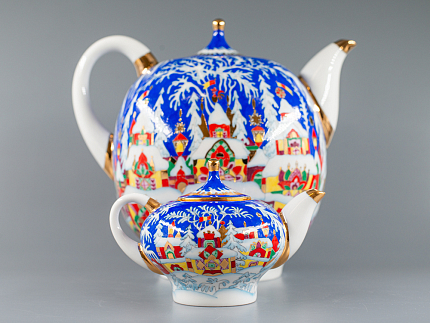 Комплект чайников форма Новгородский рисунок Зимняя сказка арт. 81.13998.00.1