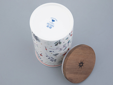 Банка с деревянной крышкой (высокая 165мм) форма Стандартная рисунок Календа арт. 42.00040.00.1