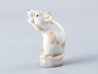 Скульптура форма Мышь белая рисунок Кремовая арт. 82.61168.00.1