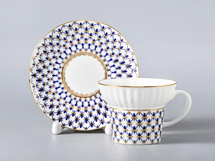 Сервиз чайный Волна Кобальтовая сетка, 6 персон 14 предметов, арт. 81.20894.00.1, 
