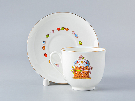 Чашка с блюдцем кофейная 180 мл.,  форма Ландыш, рисунок Пасха и Кулич арт. 81.23095.00.1