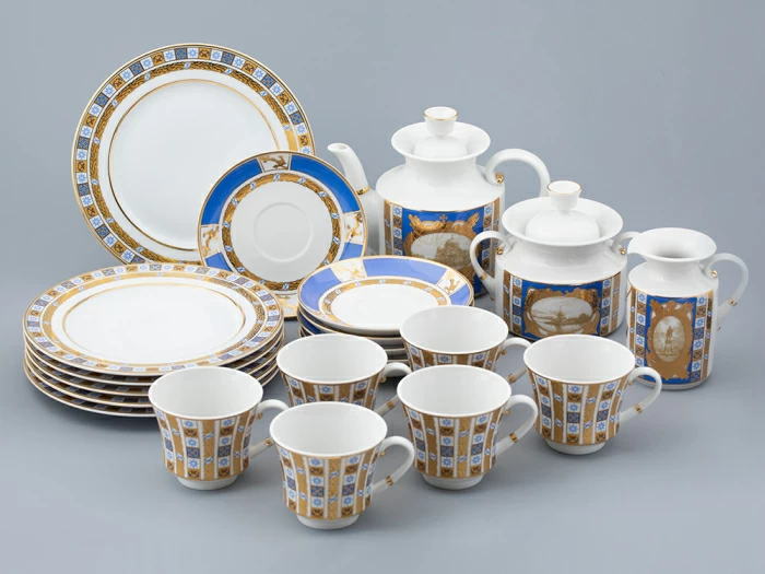 Сервиз чайный на 6 персон 21 предмет, форма Банкетная, рисунок Кронштадт, арт. 81.32240.00.1, 