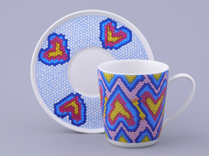 Чашка с блюдцем чайная, форма Колокол, рисунок Боа радужный, арт. 81.32688.00.1, 