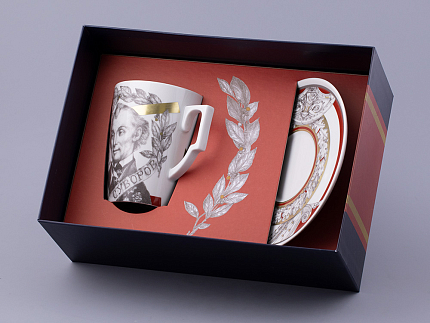 Бокал с блюдцем в подарочной упаковке, форма Гранд, рисунок Полководцы России Александр Суворов, арт. 81.32549.00.1