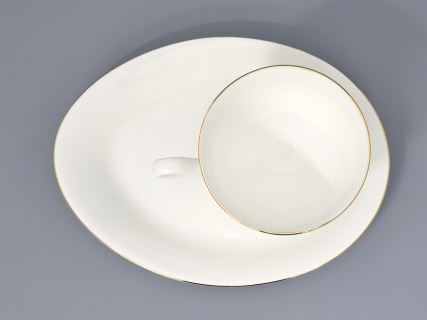 Чашка с блюдцем чайная на ножке форма Премиум рисунок Золотая лента, арт. 81.33527.00.1, 