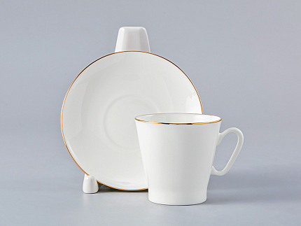 Чашка с блюдцем кофейная 80 мл.,  форма Черный кофе, рисунок Золотой кантик арт. 81.14441.00.1