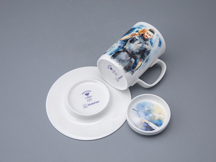 Бокал с блюдцем и крышкой 400мл в подарочной упаковке, форма Топ, рисунок Atomic Heart 1, арт 81.34448.00.1