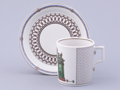 Сервиз чайный на 6 персон 21 предмет, форма Гербовая, рисунок Серебряный город, арт. 81.32583.00.1