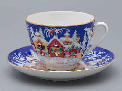 Чашка с блюдцем чайная 250 мл форма Весенняя рисунок Зимняя сказка арт. 81.10473.00.1