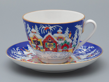 Чашка с блюдцем чайная 250 мл форма Весенняя рисунок Зимняя сказка арт. 81.10473.00.1