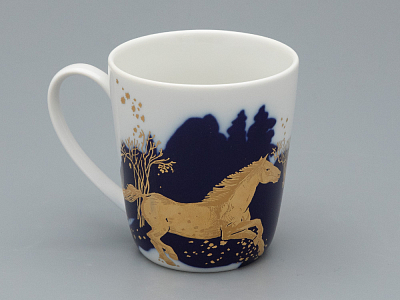 Чашка с блюдцем чайная, форма Колокол рисунок Зимняя дорога, арт. 81.34078.00.1