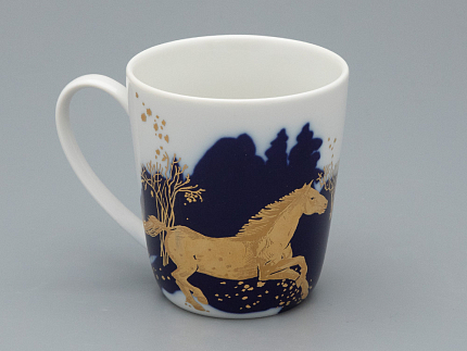 Чашка с блюдцем чайная, форма Колокол рисунок Зимняя дорога, арт. 81.34078.00.1