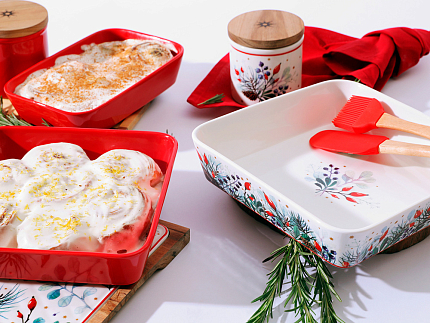 Набор для запекания с деревянной крышкой (2 предм. прямоуг.) форма Стандартная рисунок Календа арт. 42.00042.00.1