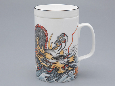 Бокал с крышкой и блюдцем в подарочной упаковке, форма top. рисунок Tattoo Dragon (Татуировка Дракон) арт. 81.31627.00.1