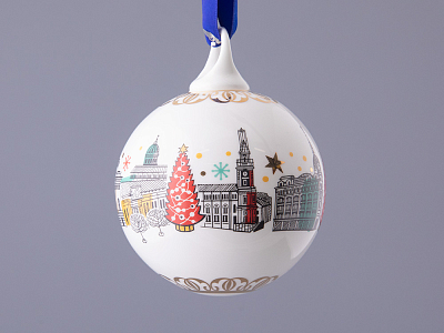 Подарочный набор Ёлочных украшений, форма Шар с петелькой, рисунок Рождественский Петербург, арт. 81.32760.00.1