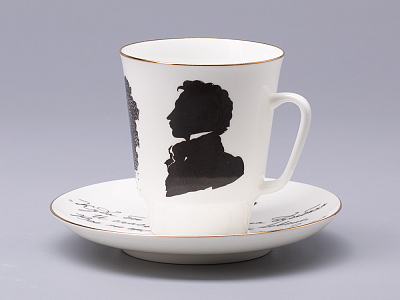 Чашка с блюдцем 165 мл форма Майская рисунок Русские писатели Пушкин, арт. 81.31157.00.1